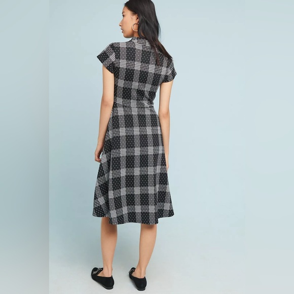 Anthropologie Zoe Maeve Black & White Plaid Polka Dot Knit Dress | Size XL - Picture 2 of 10